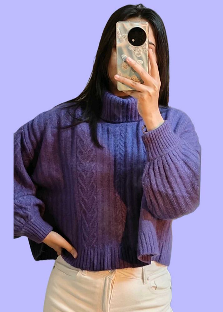 Purple Turtleneck Sweater