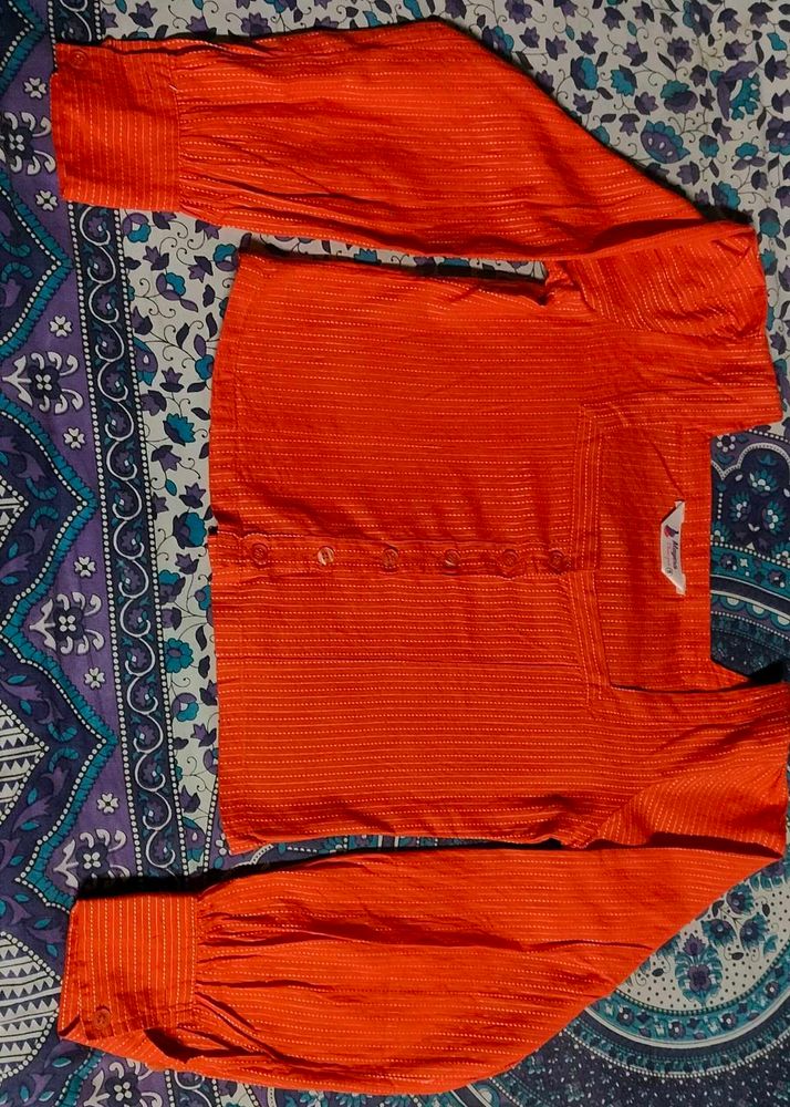 Square Neck Orange Cotton Top 🧡