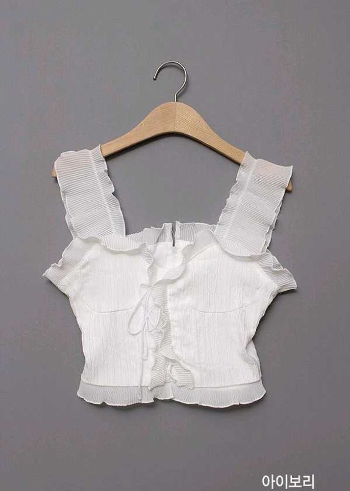 White Ruffle Crop Top