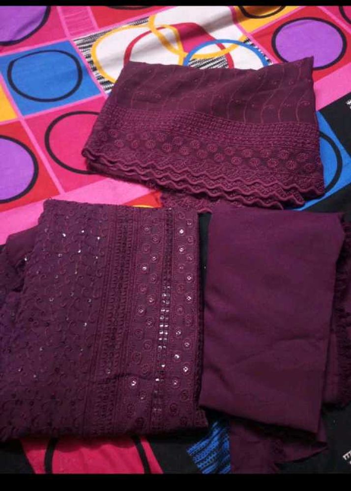 Beautiful Purple 💜 sequence Embroidery Suit