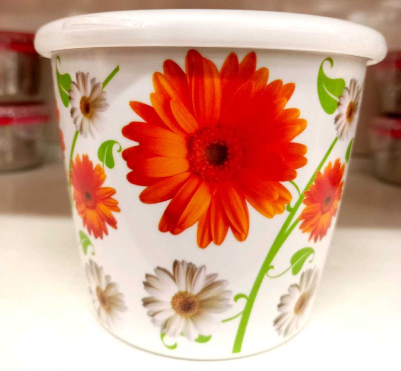 Floral Plastic Storage Container with Lid – 500 ml