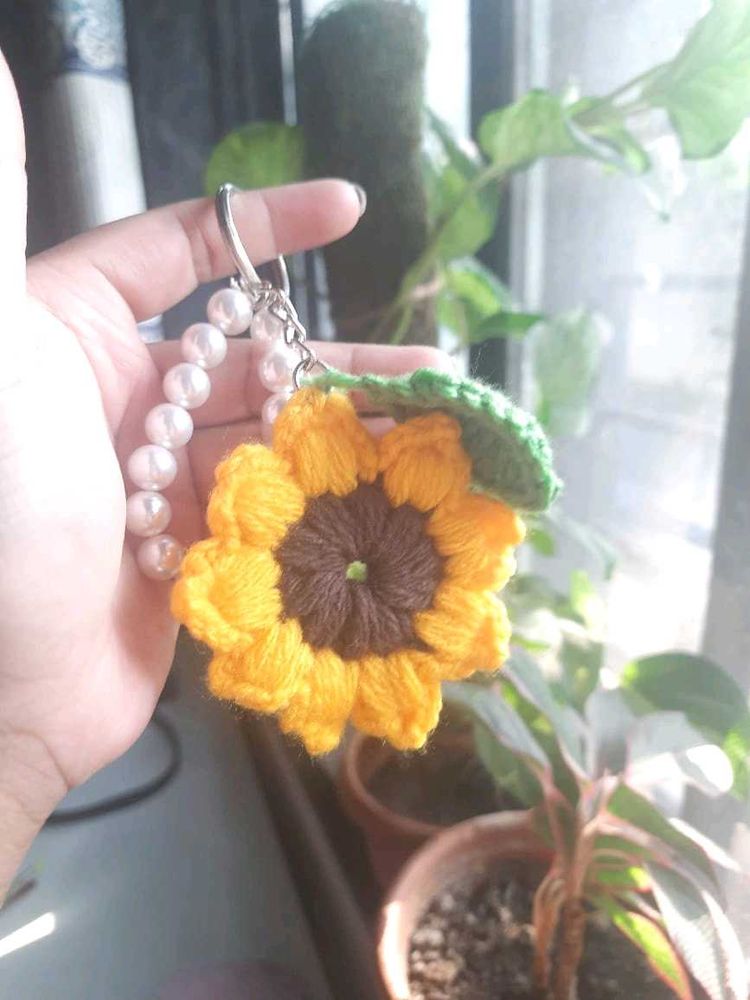 Sunflower Crochet Keychain