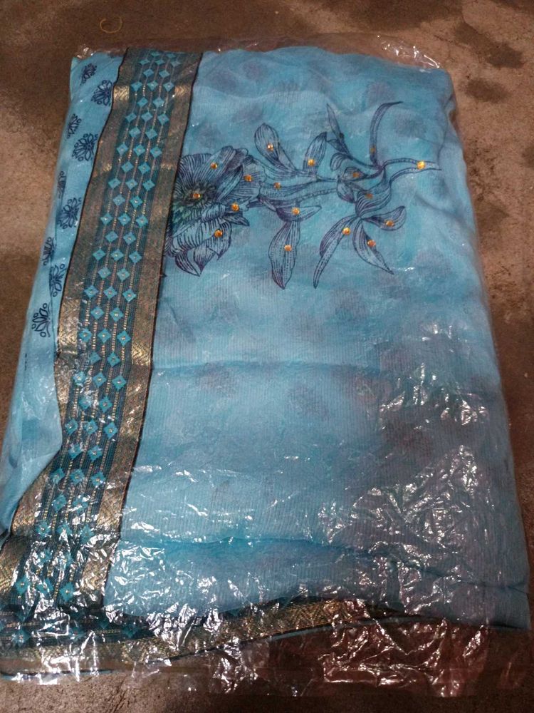 New Soft Silk Printed Stone Saree Blouse