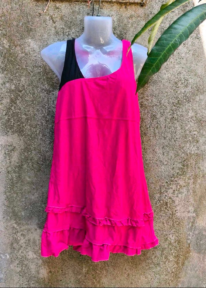 Pink Ruffle Mini Dress