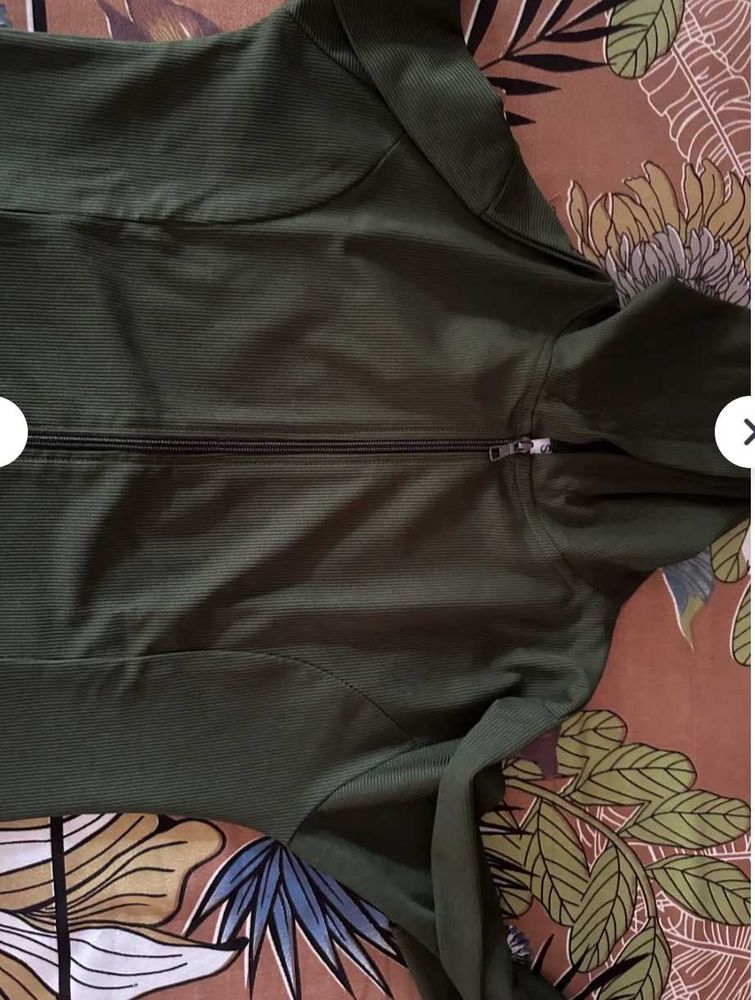 Olive Green Zip-Up Hoodie