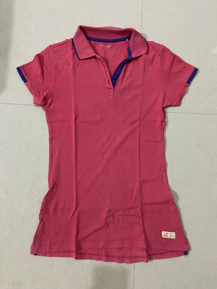 Teamspirit Polo Neck T-Shirt Pink