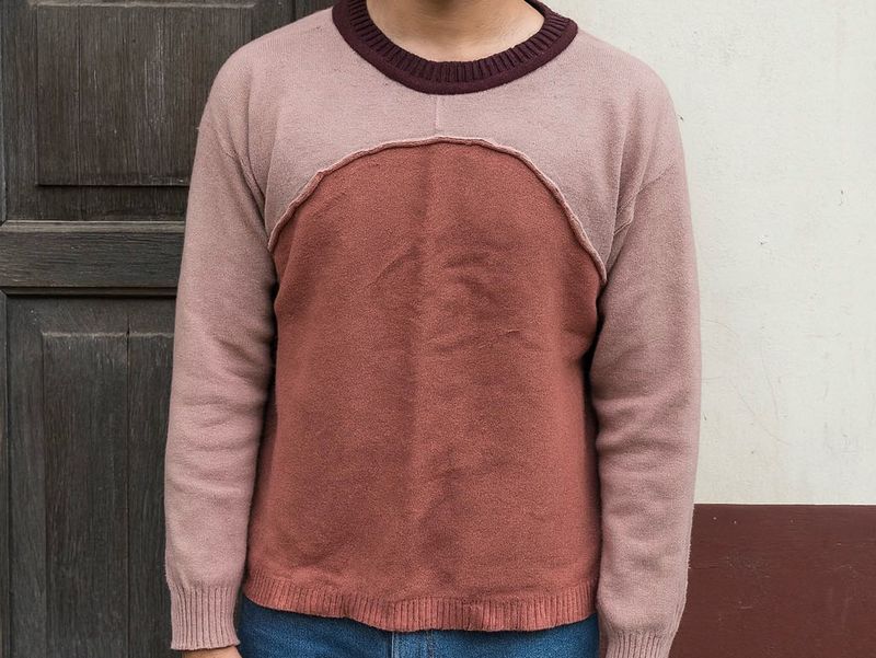 Two-Tone Knit Sweater