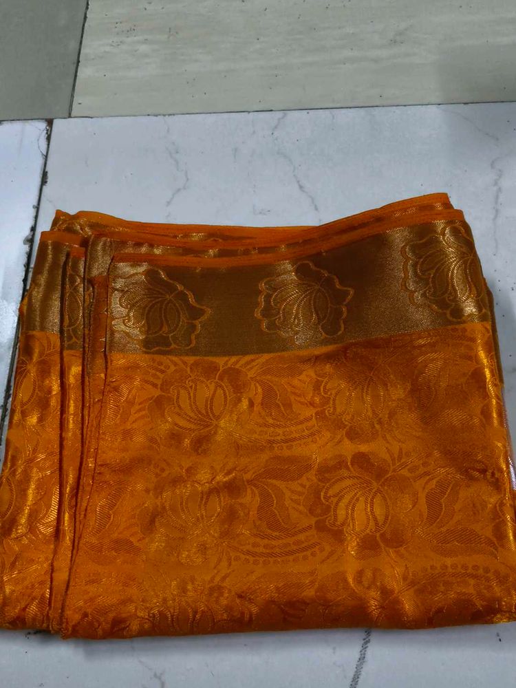 Elegant Orange Banarasi Saree