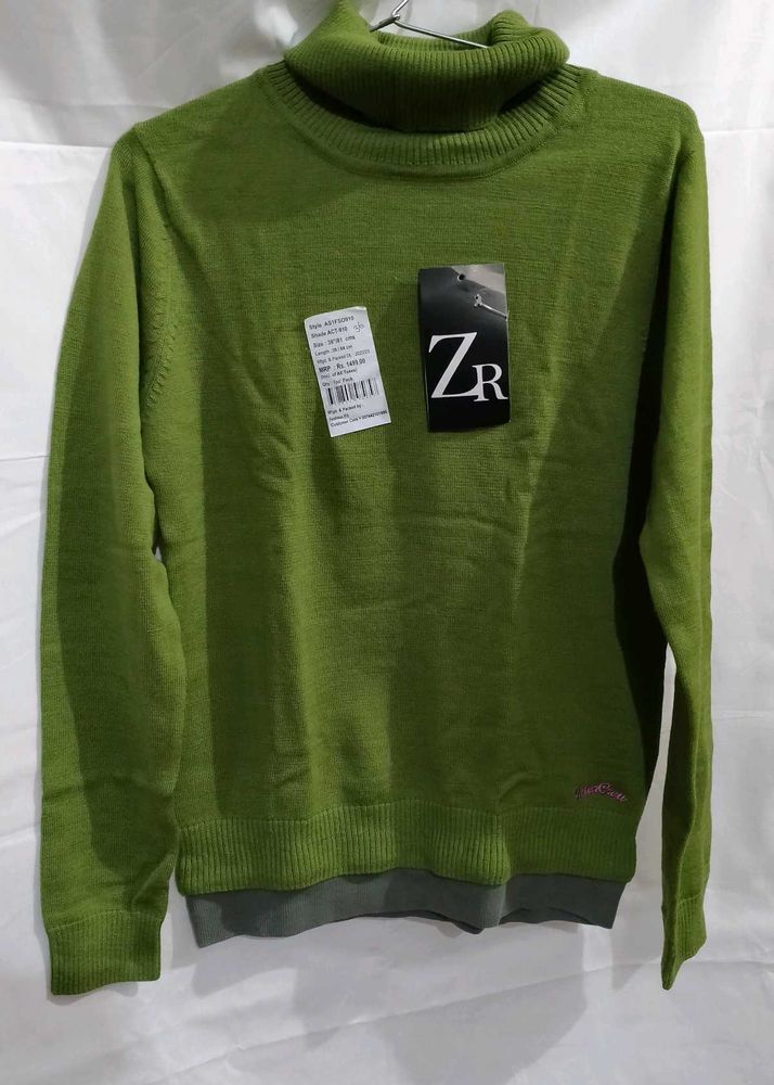 Green Turtleneck Sweater Top