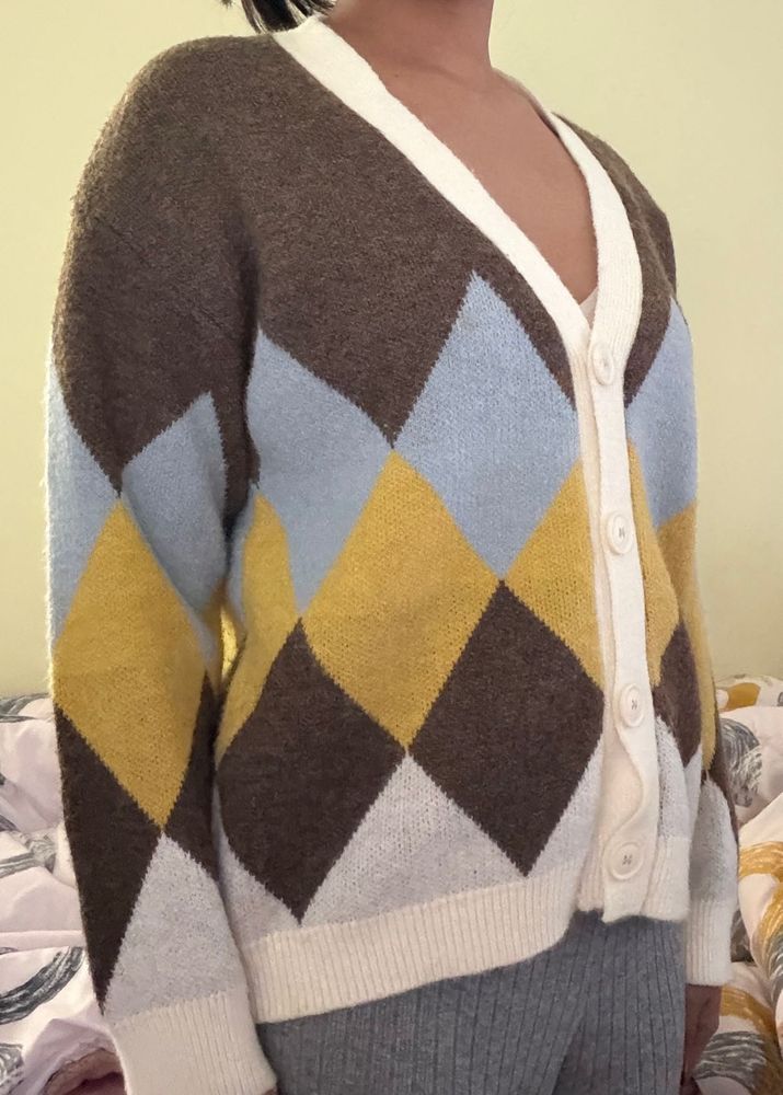 Argyle Knit Cardigan