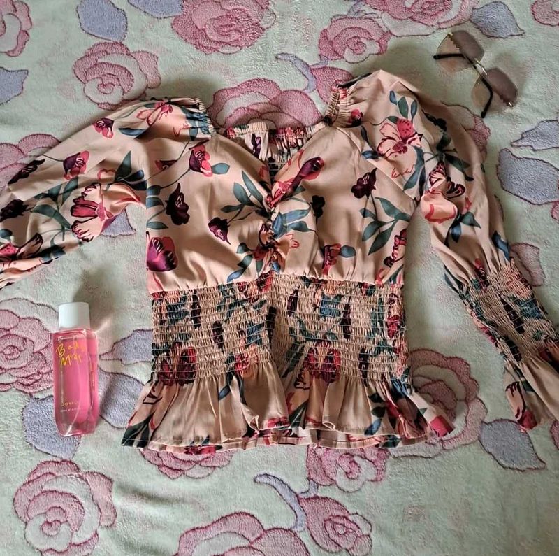 Floral Smocked Crop Top