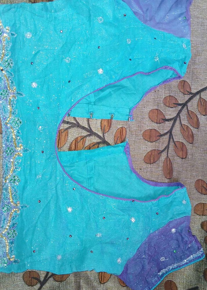 Turquoise Embellished Blouse Piece