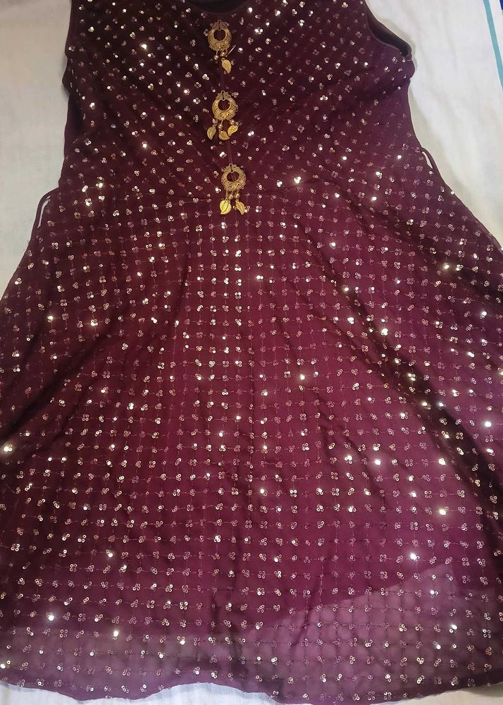 Elegant Maroon Sequin Dress
