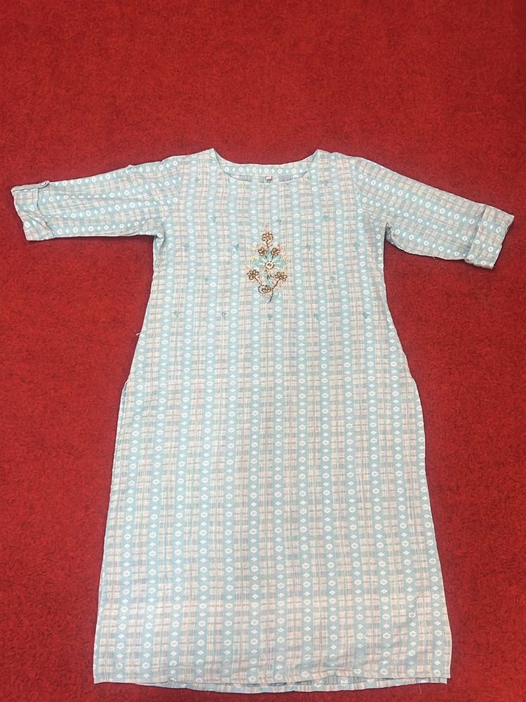 Embroidery Blue Kurta