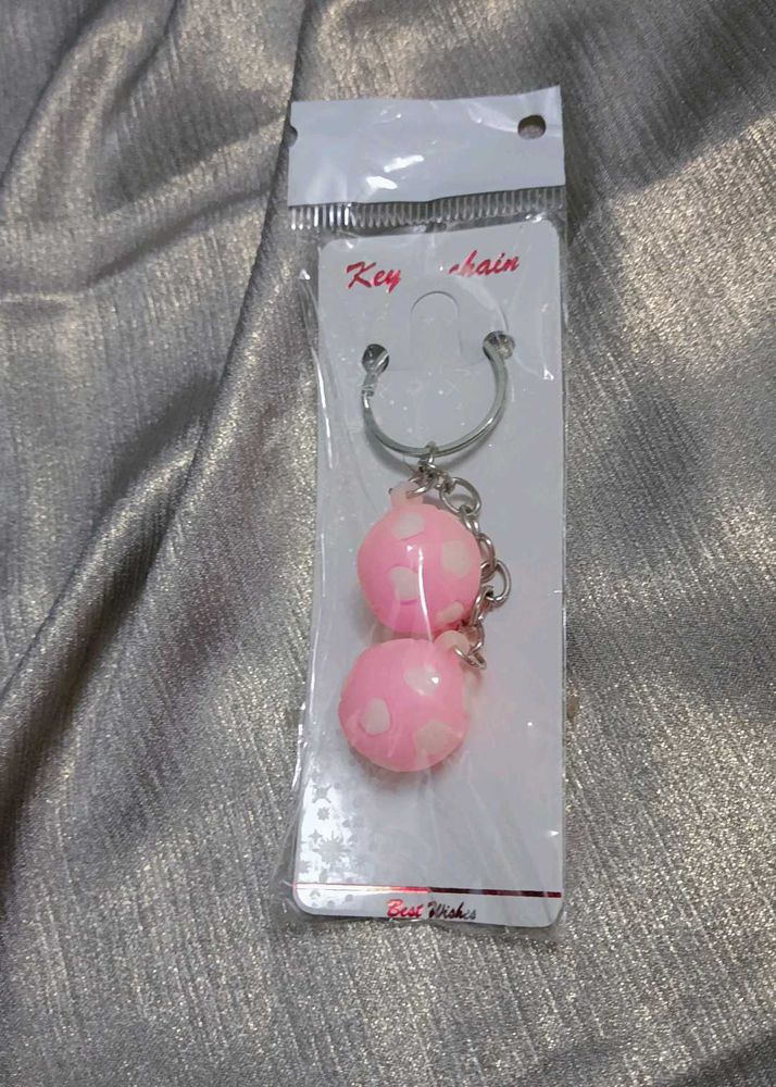 Pink Football Keychain