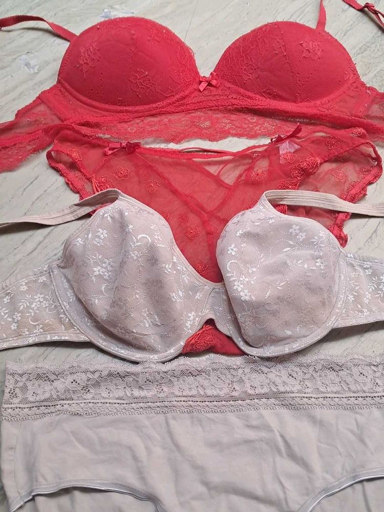 combo Of Four Bra  n panty  laces set