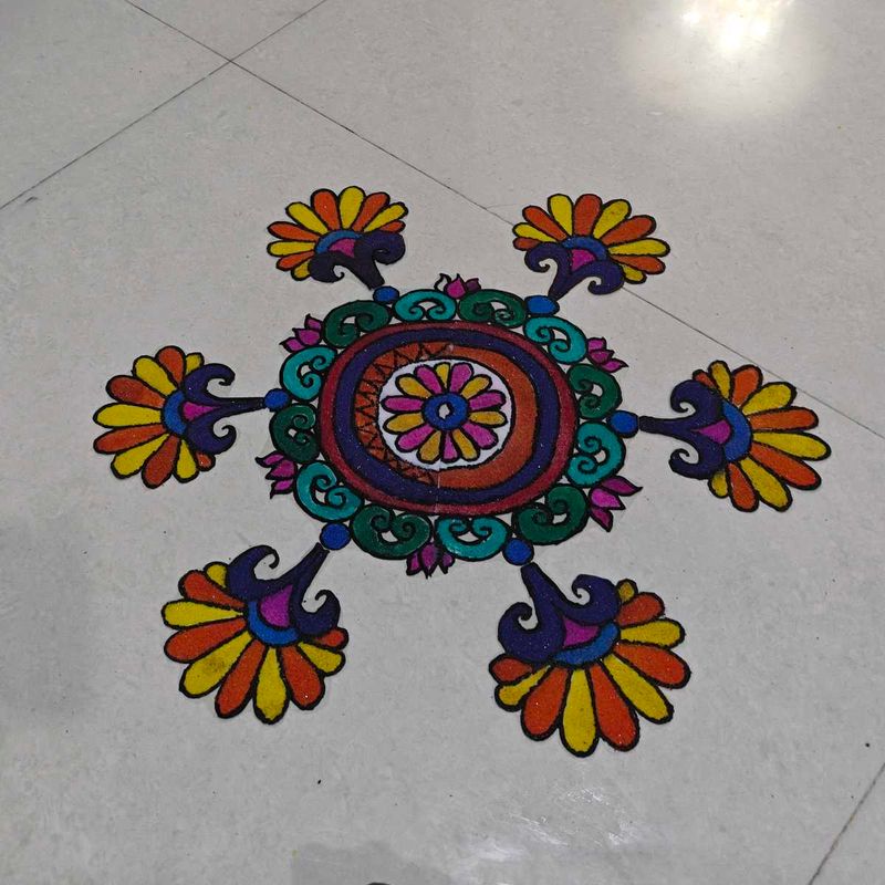 Colorful Rangoli Floor Art