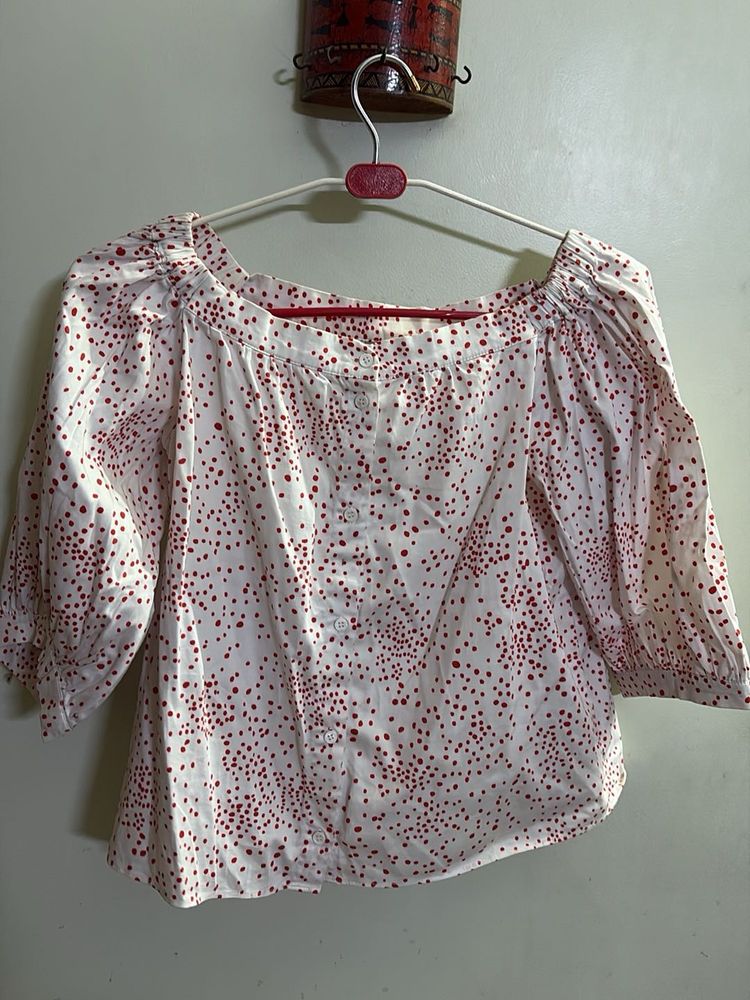 Polka Dot Off-Shoulder Top