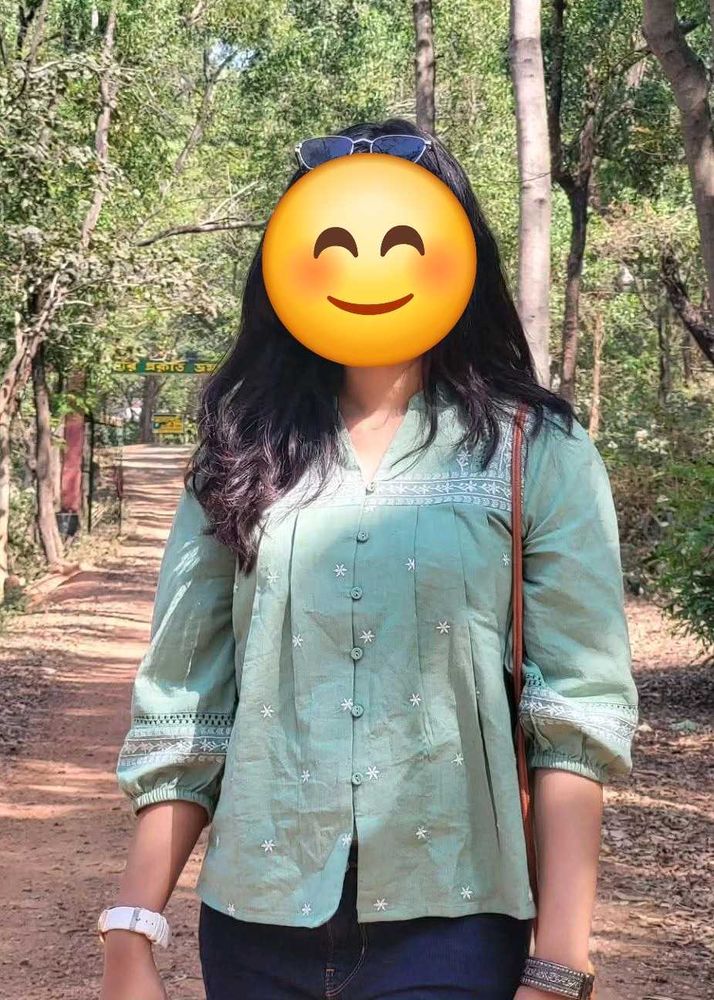 Elegant Green Embroidered Top