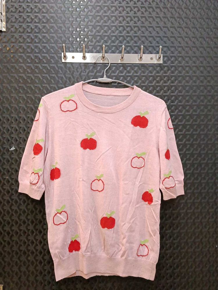 Cute Apple Print Top