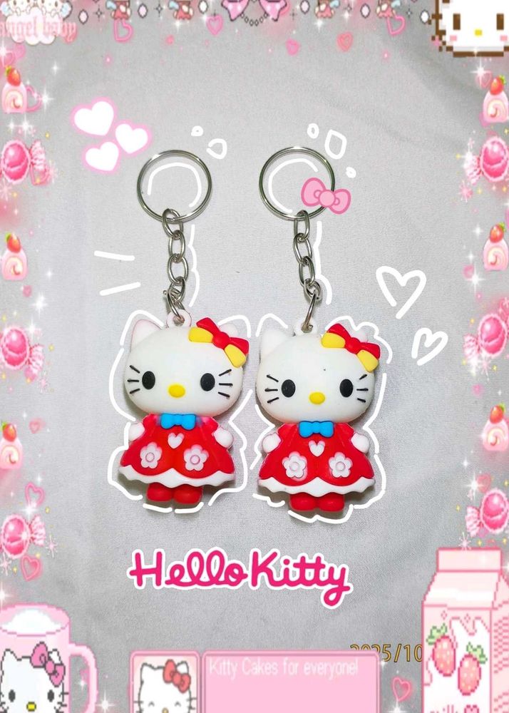 2 Sanrio Red Hello Kitty Keychain bff kawaii gift