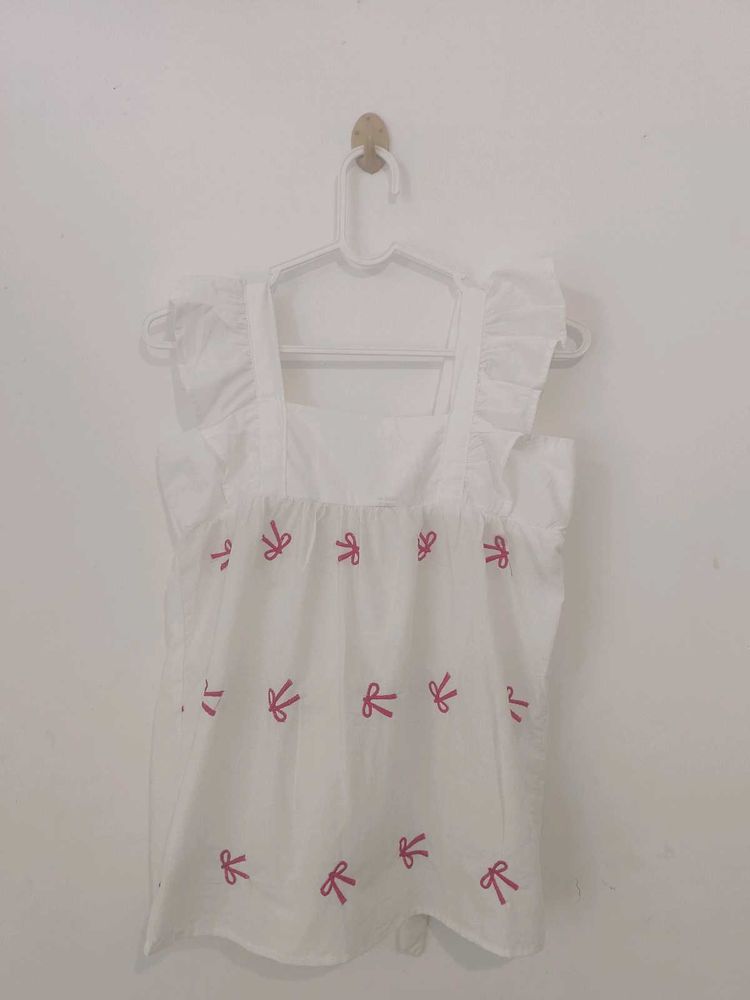 White Top with Pink Bows