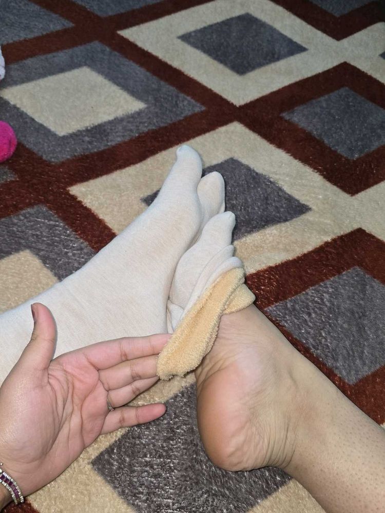 used beige socks