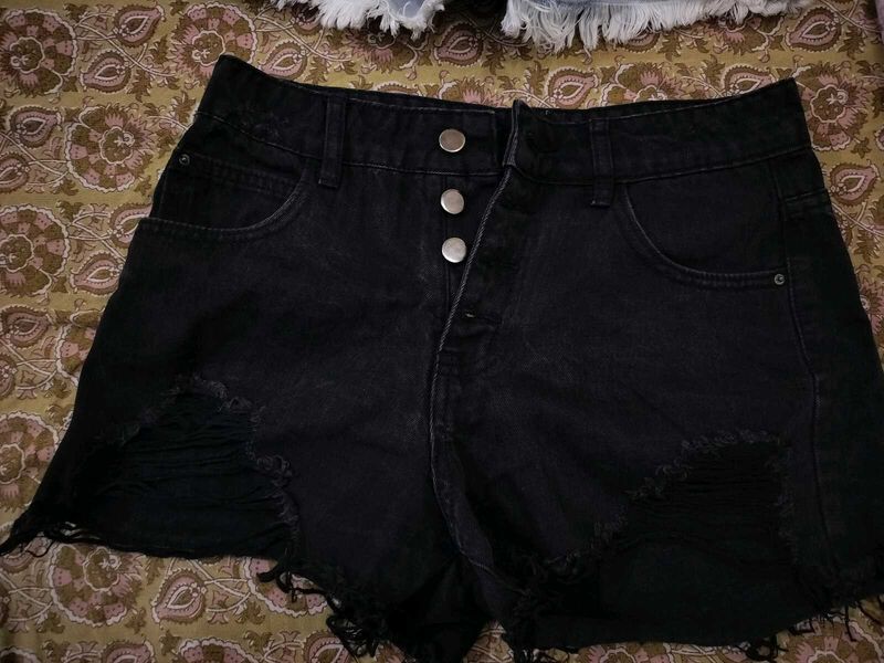 Denim Black Shorts