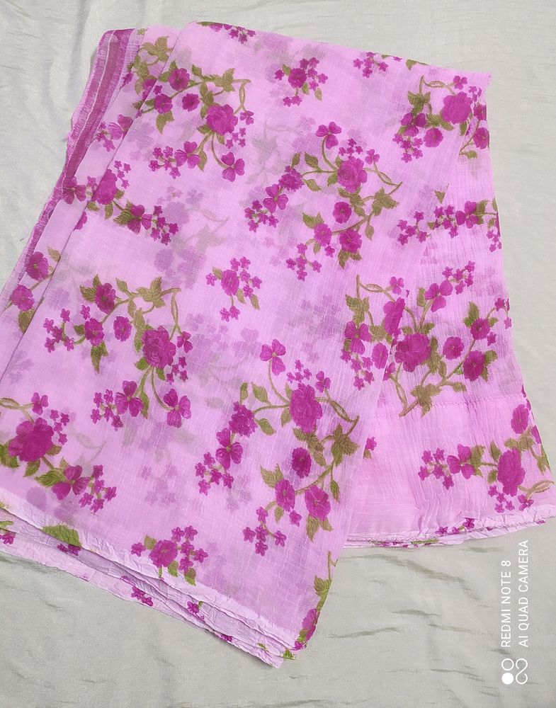 Pink Floral Saree 🌺