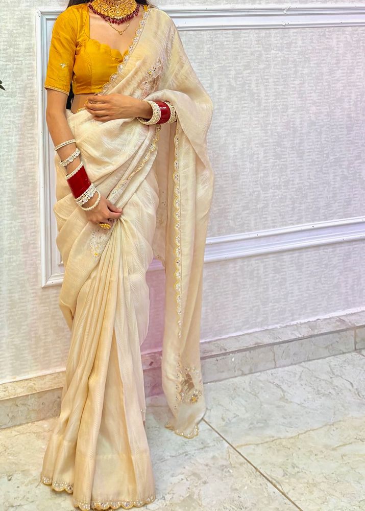 Elegant Cream Saree