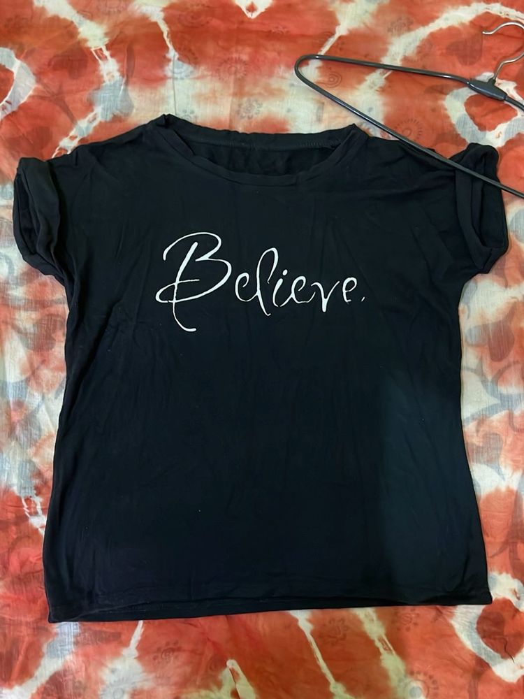 Black &#39;Believe&#39; Graphic Tee