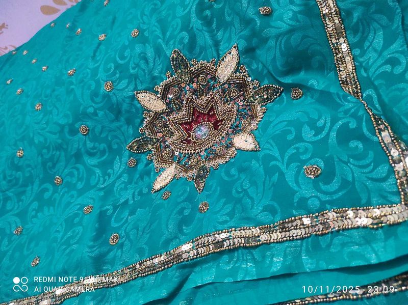Teal Embellished Saree