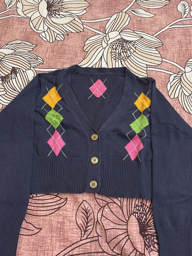 Argyle Pattern Cardigan