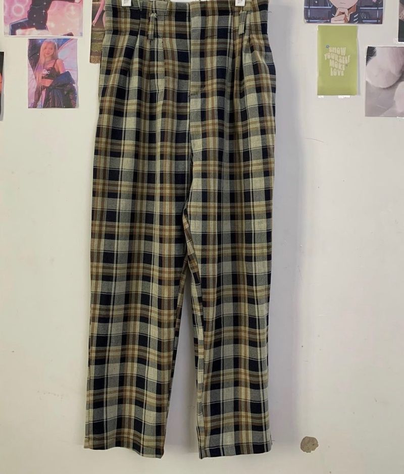 High Waisted Checkered Pants for Women