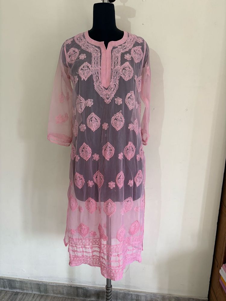 Pink Chikankari Kurti