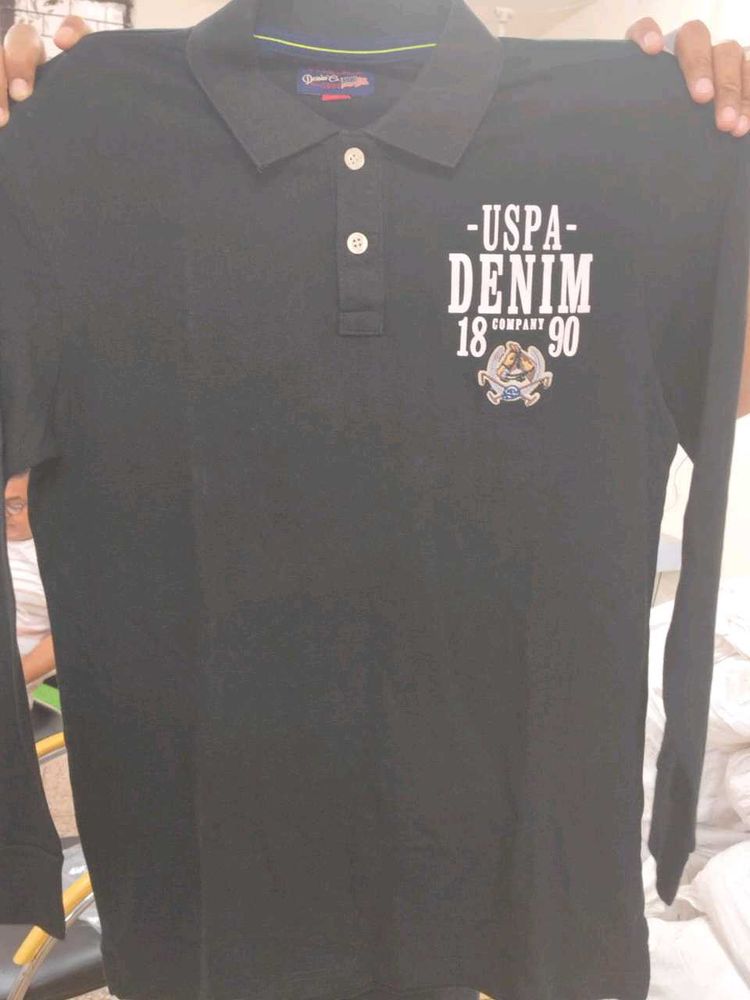 USPA Denim Black Long Sleeve Polo (ORIGINAL)