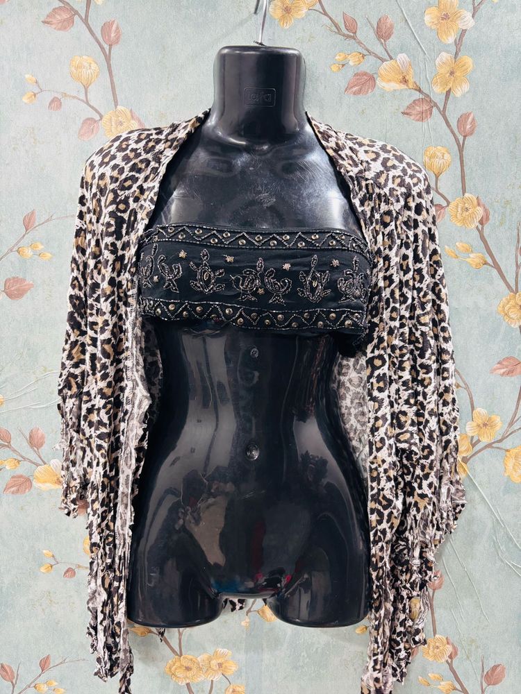 Cheetah Print Fringe Shrug