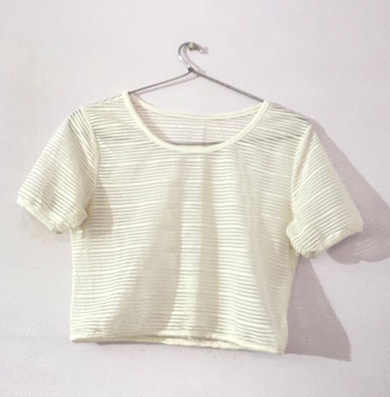 Sheer Striped Crop Top