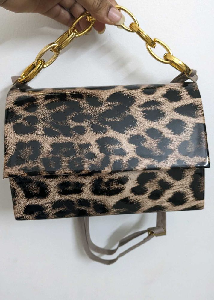 Leopard Print Chain Handle Bag
