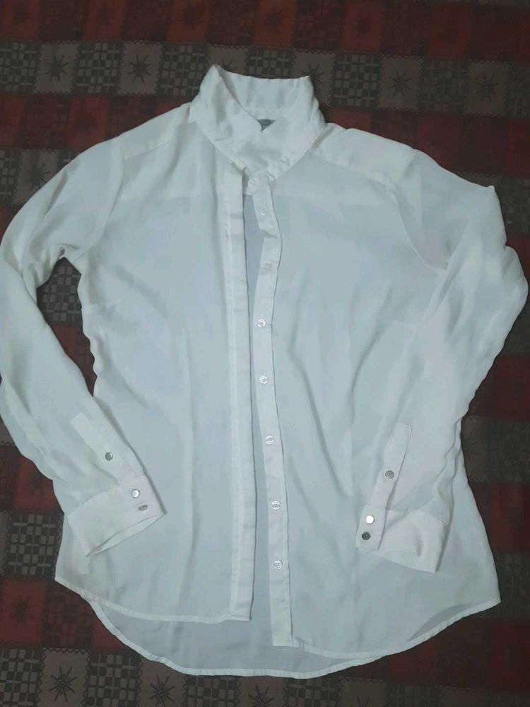 H&amp;M White Long Sleeve Shirt