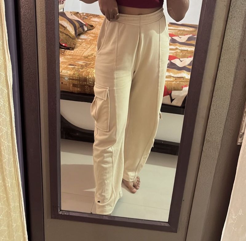 Beige Track Pants