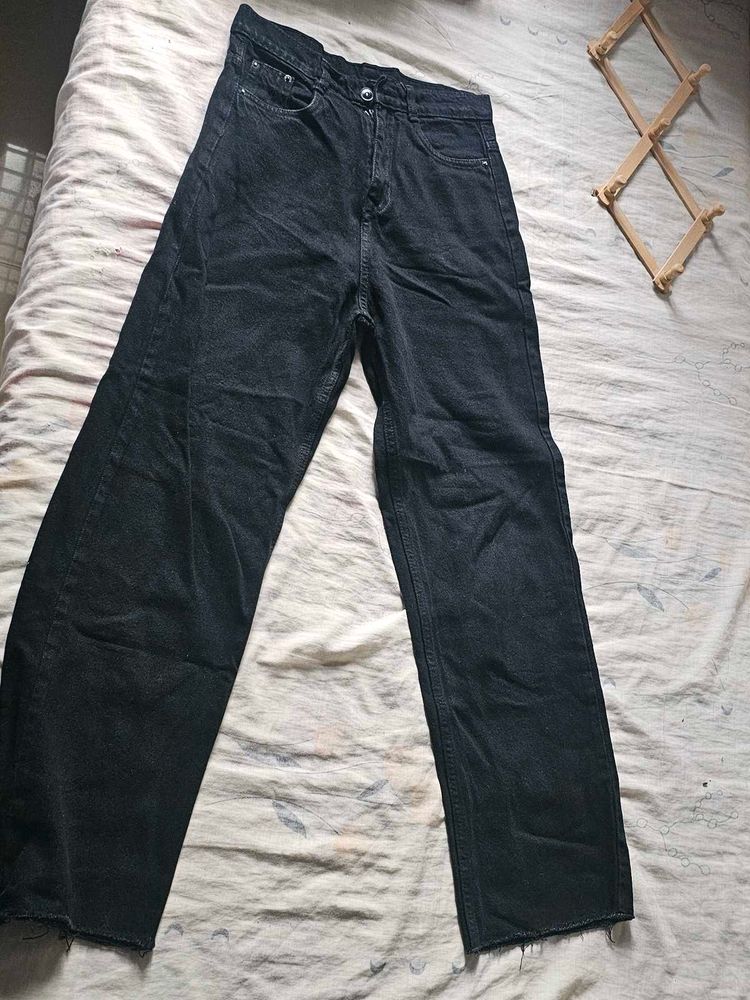 Black Colour . Wide Leg Jeans 28 Waist Size