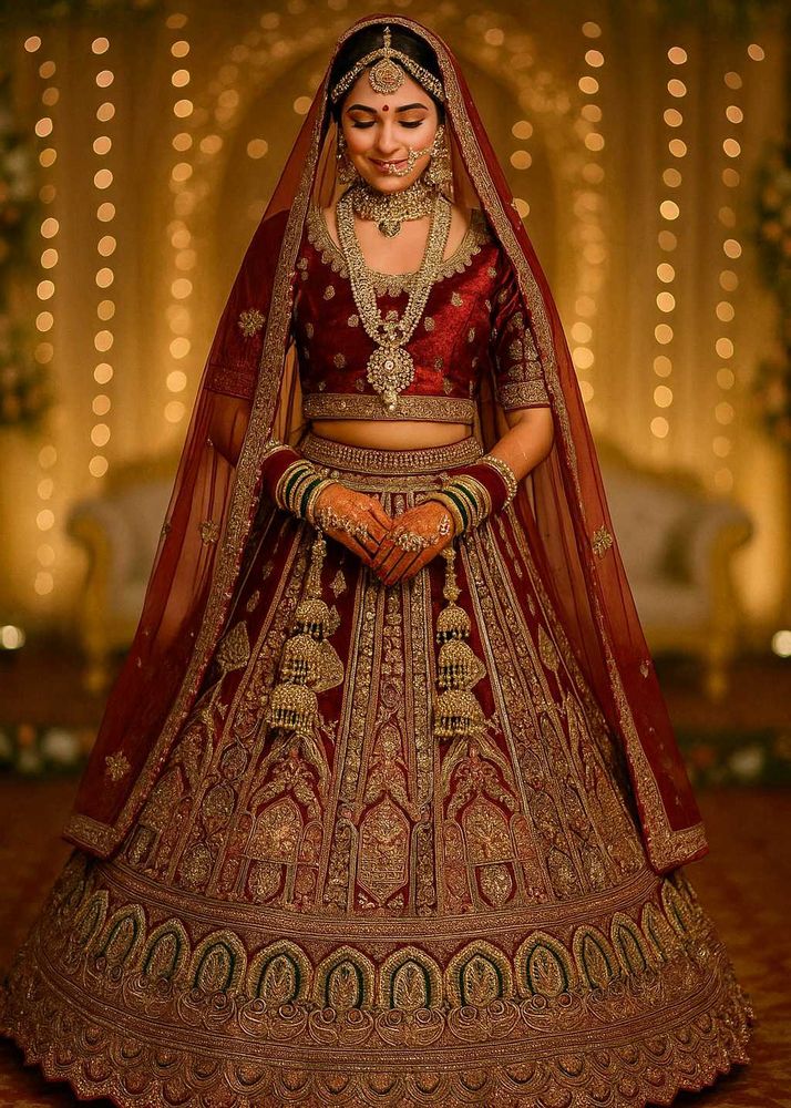 Luxury Maroon Bridal Lehenga with Heavy Embroidery