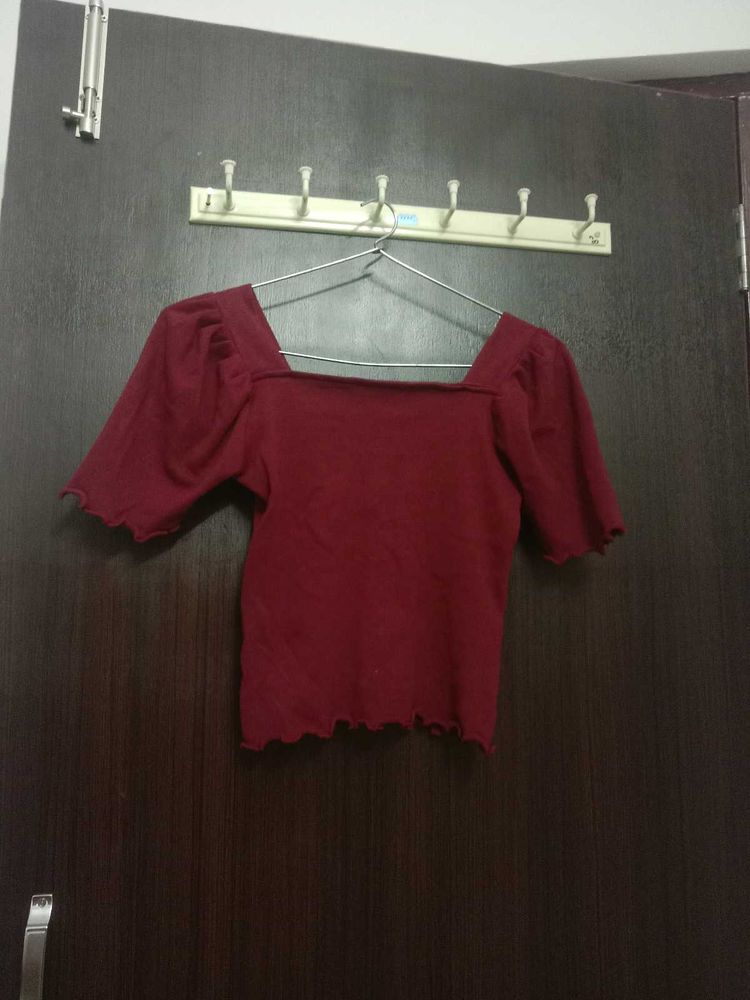 Burgundy Puff Sleeve Top