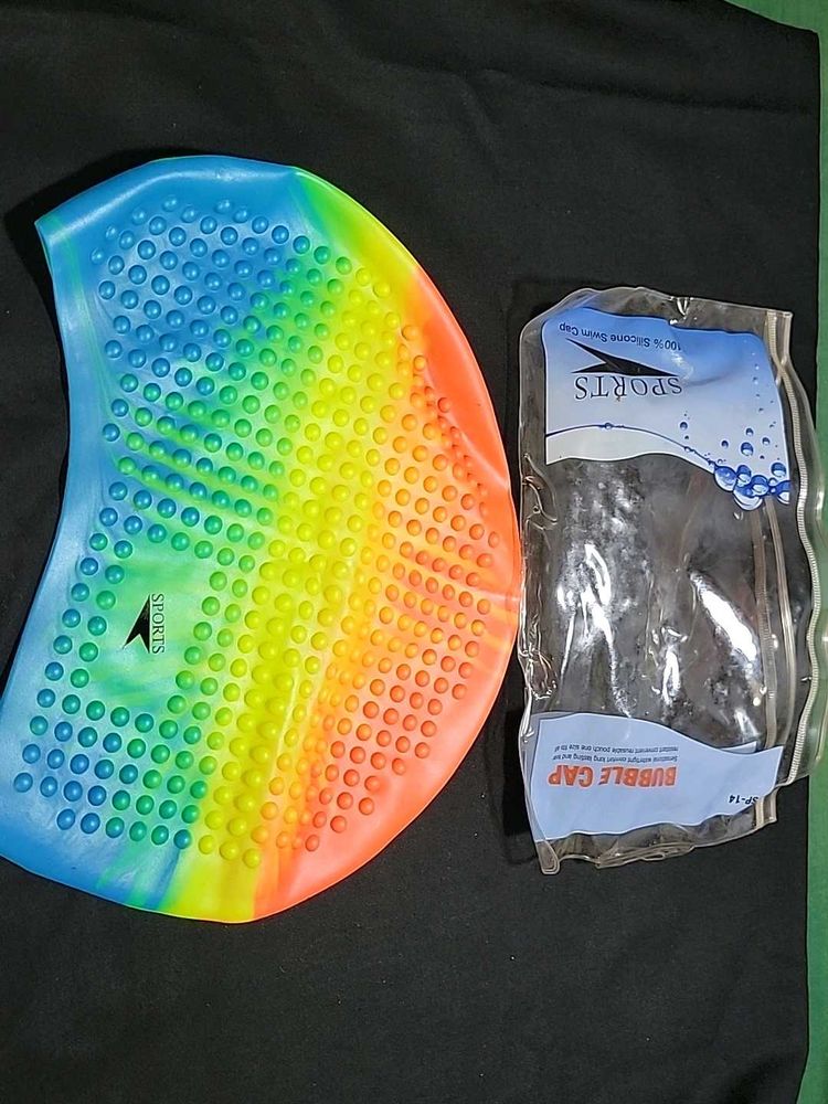 SPORTS 100% silicon, bubble swim cap.