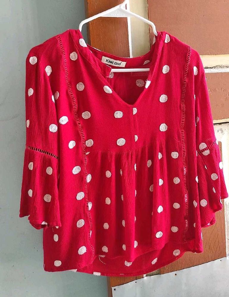 Red Polka Dot Top In Size M to L