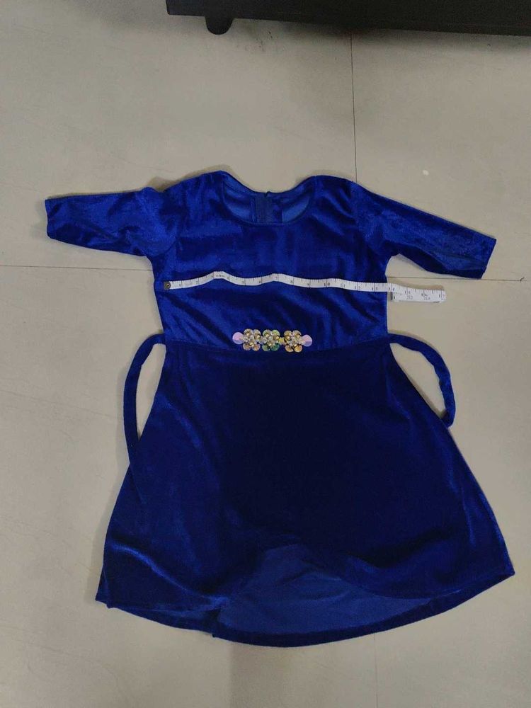 Blue Velvet Dress with embroidery brand new