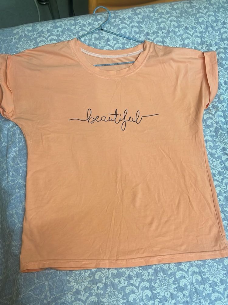 Peach &#39;Beautiful&#39; Tee