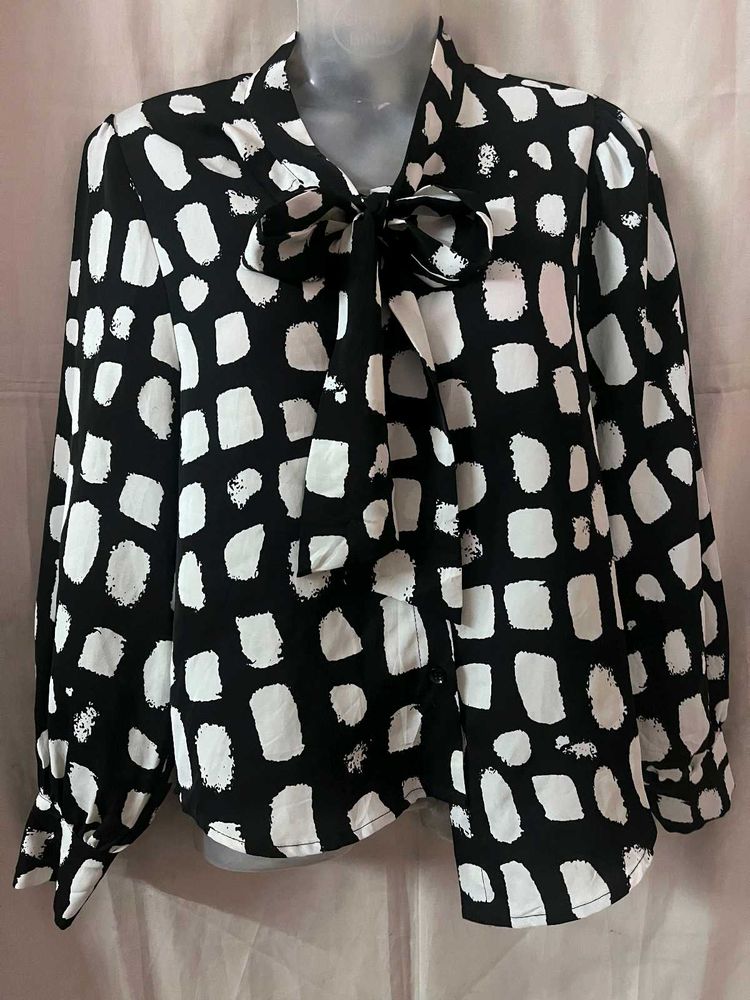 Printed Casual Tie Neck Shirt