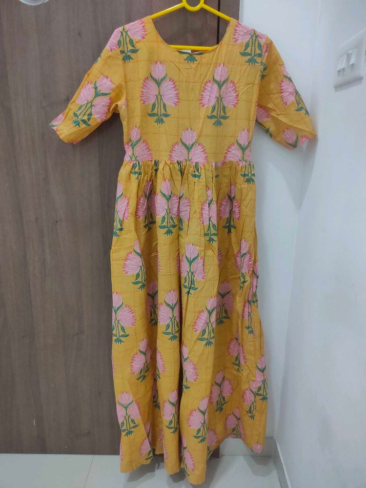 Yellow Floral Print Maxi Dress
